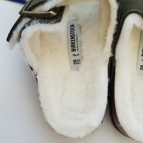 Birkenstock Arizona Forest Green Fur Sandals - Picture 5 of 8